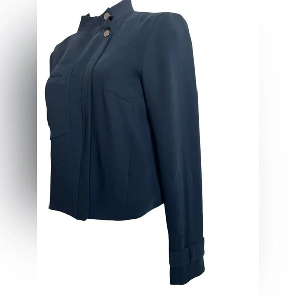 Rachel Roy RACHEL Black Mock Neck Moto Jacket Blazer, Size 4 - Picture 5 of 10